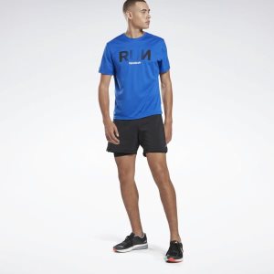 Koszulki Męskie Reebok Running Essentials Graphic Niebieskie PL 25LCIVO